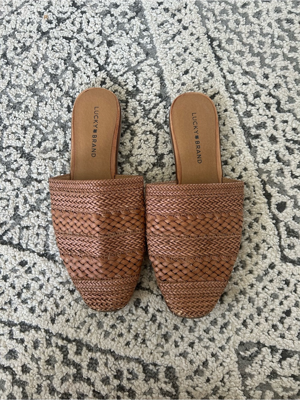 Lucky Brand Brown Woven Slide Mules